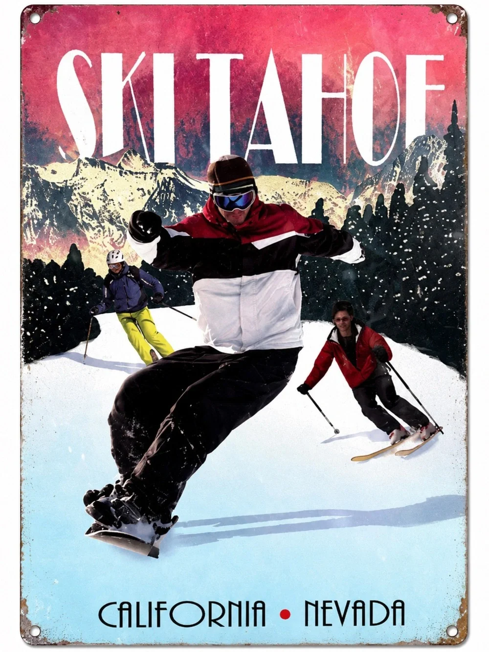 NEW Heavy Duty Steel Ski Tahoe California Nevada Metal Sign